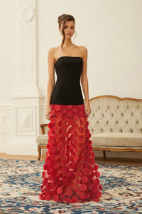 Xénia Two Tone 3D Polka Dot Maxi Dress