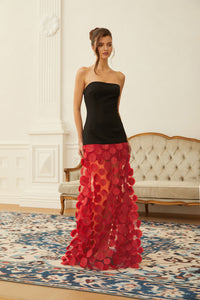 Xénia Two Tone 3D Polka Dot Maxi Dress