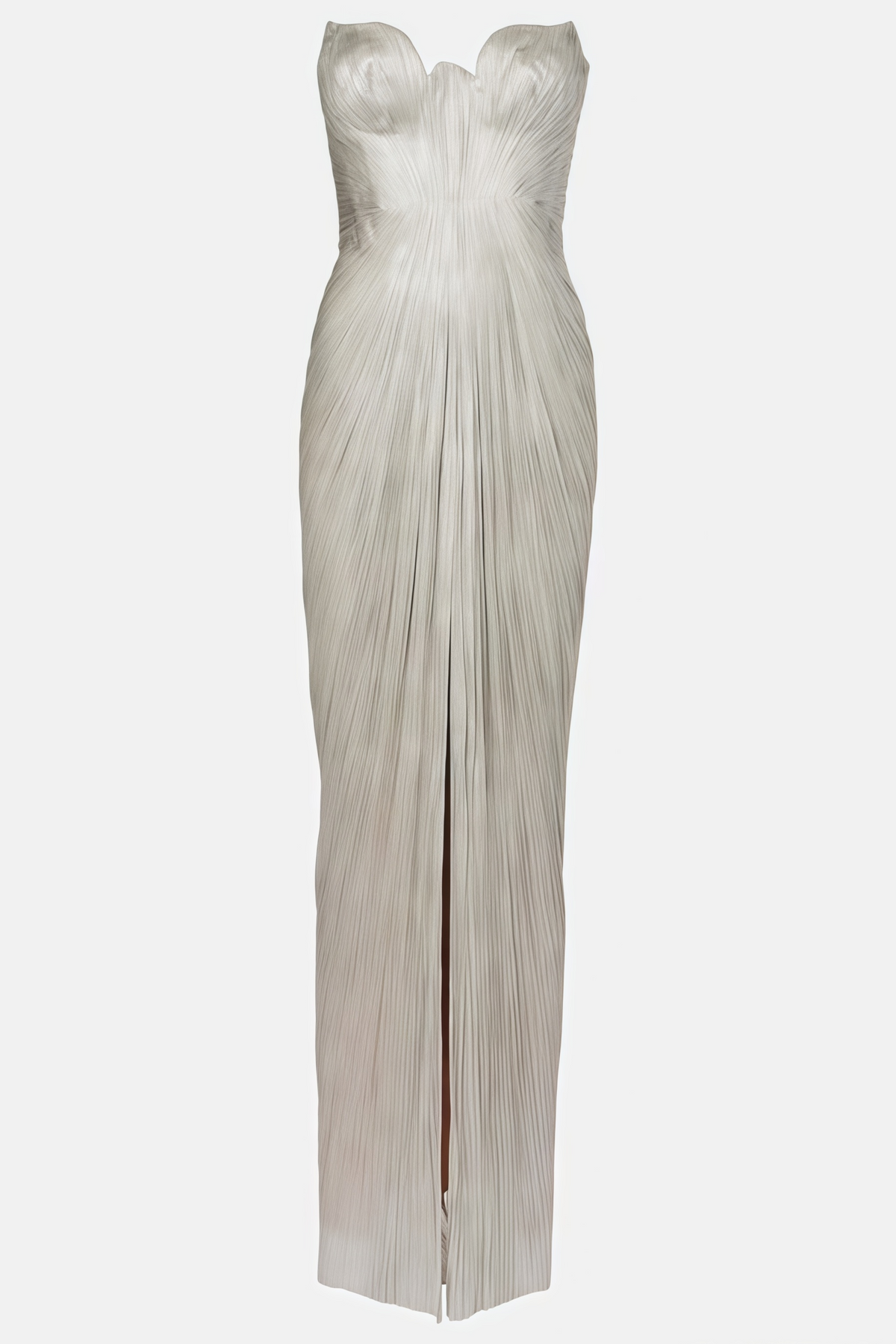 Xrystyna Silver Metallic Ruched Maxi Dress