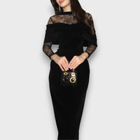 Selara – Velvet Lace Off-Shoulder Evening Dress