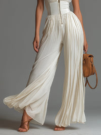 White Sleeveless Pleated Dress