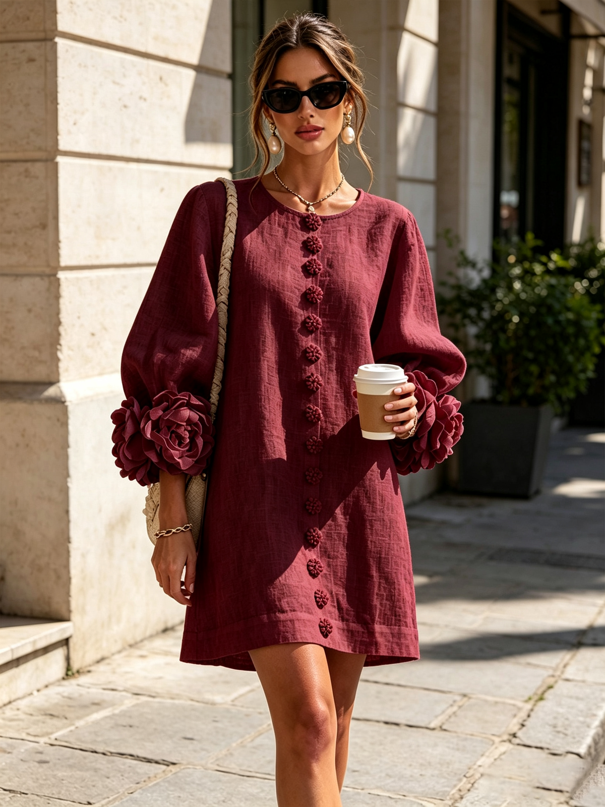 Floral Button-down Mini Dress
