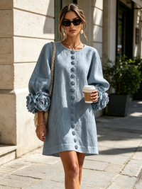 Floral Button-down Mini Dress