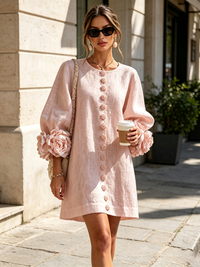 Floral Button-down Mini Dress