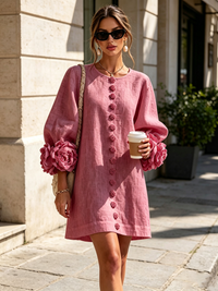 Floral Button-down Mini Dress