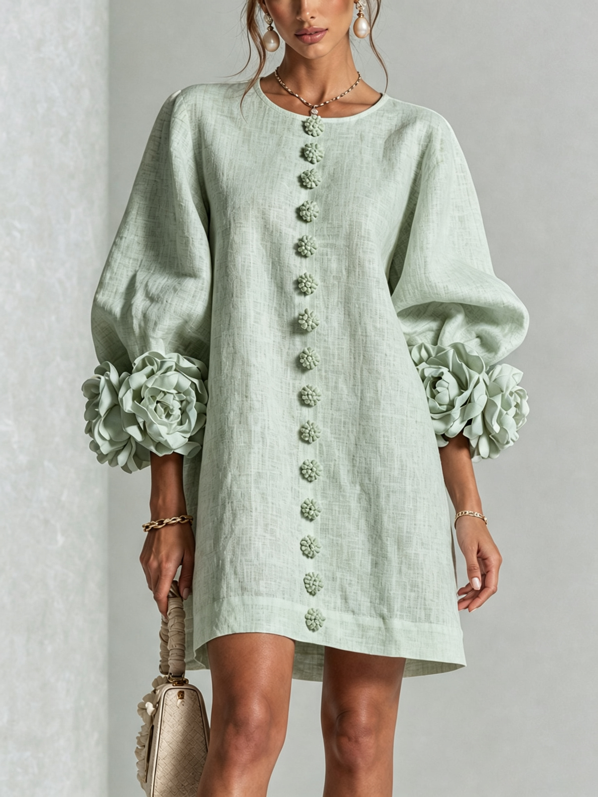 Floral Button-down Mini Dress