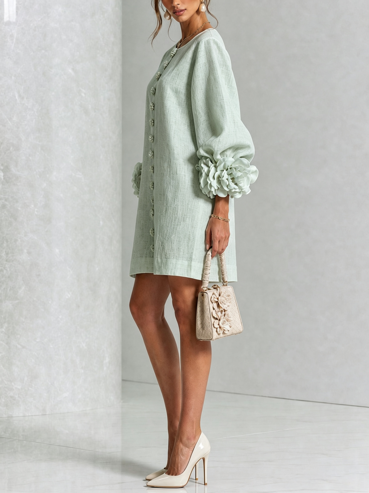 Floral Button-down Mini Dress