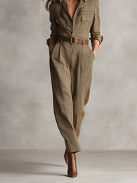 Evie | Brown Utility Jumpsuit