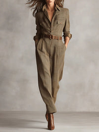 Evie | Brown Utility Jumpsuit