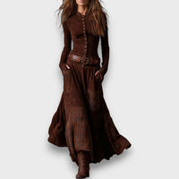 Milana – Elegant Suede-Feel Maxi Dress