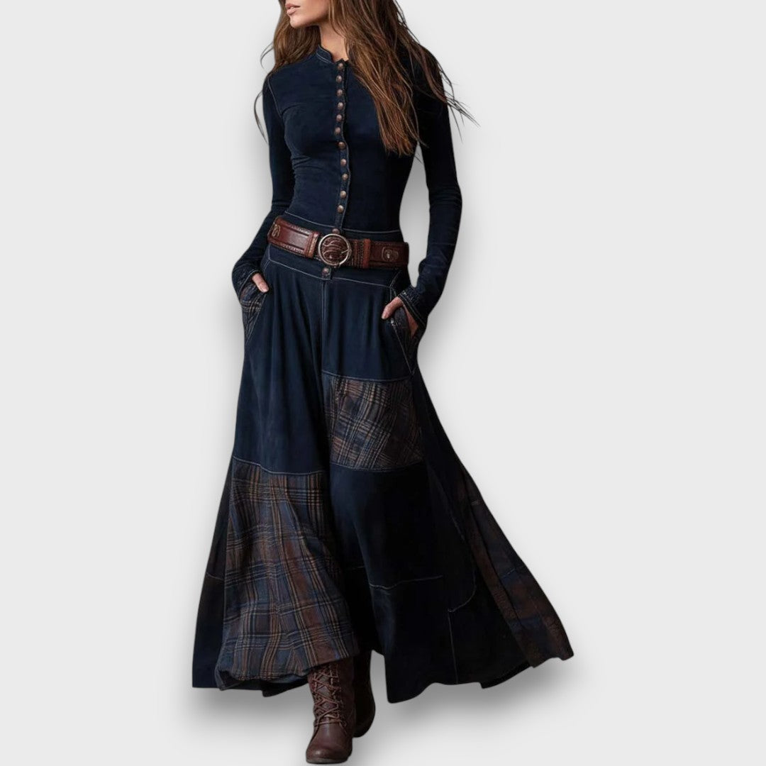 Milana – Elegant Suede-Feel Maxi Dress