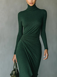 Lenora™ Asymmetrical High Neck Midi Dress