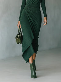 Lenora™ Asymmetrical High Neck Midi Dress