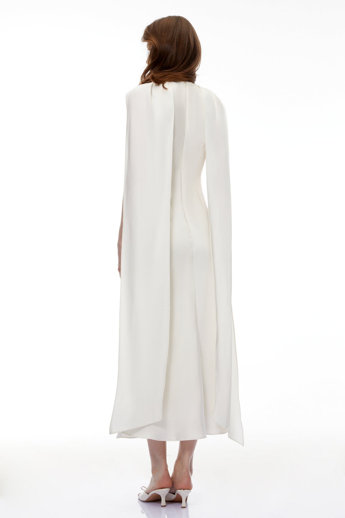 Zarrin Cream White Foldover Midi Dress