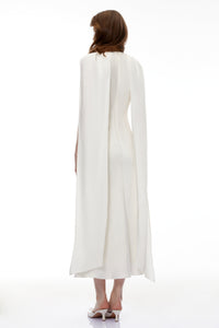 Zarrin Cream White Foldover Midi Dress