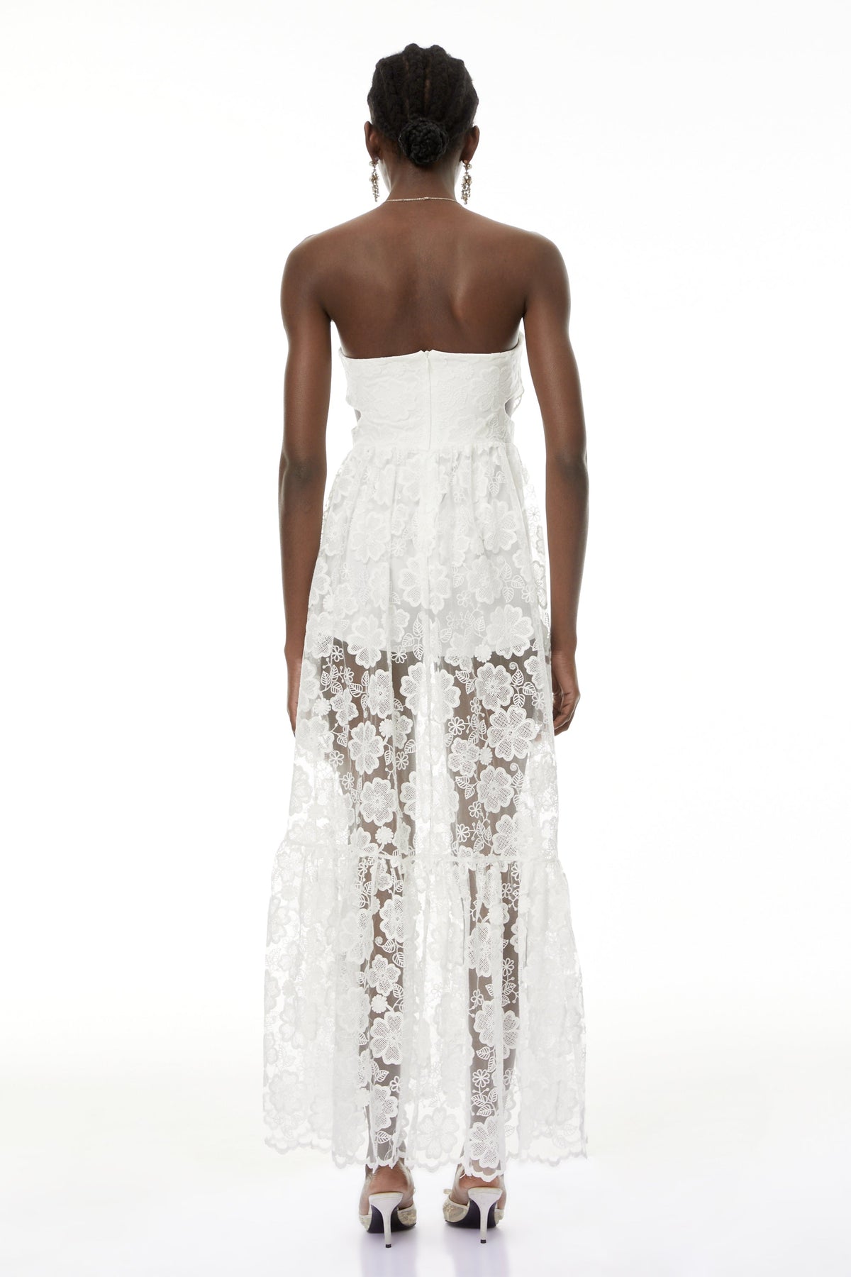 Zinhle White Cut-Out Floral Lace Maxi Dress
