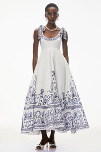 Zohar White Color Block Print Maxi Dress