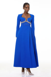 Zosia Blue Crystal Embellished Maxi Dress