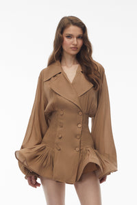Zuleika Khaki Double-Breasted Blazer Dress