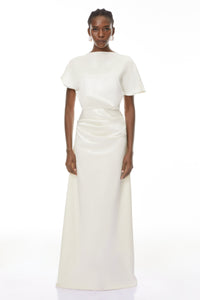 Zuzanna White Asymmetrical Glossy Maxi Dress