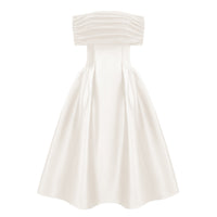 Ainara White Off Shoulder Polished Midi Dress