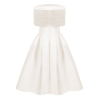 Ainara White Off Shoulder Polished Midi Dress