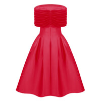 Ainara Red Off Shoulder Polished Midi Dress