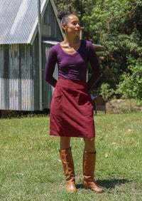 Aalia Corduroy Skirt Cabernet