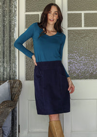 Aalia Corduroy Skirt Maritime Blue