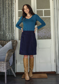 Aalia Corduroy Skirt Maritime Blue