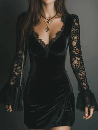 Aria | Velvet and Lace Mini Dress