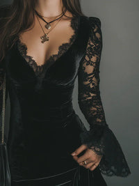 Aria | Velvet and Lace Mini Dress