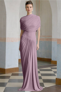 Catherine asymmetrical pleated maxi dress in Purple