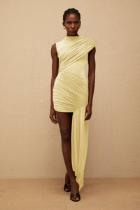 Fée Yellow Asymmetrical Ruched Mini Dress