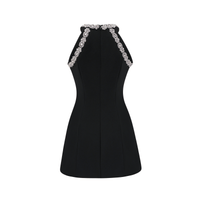 Babette Black Crystal Embellished Mini Dress