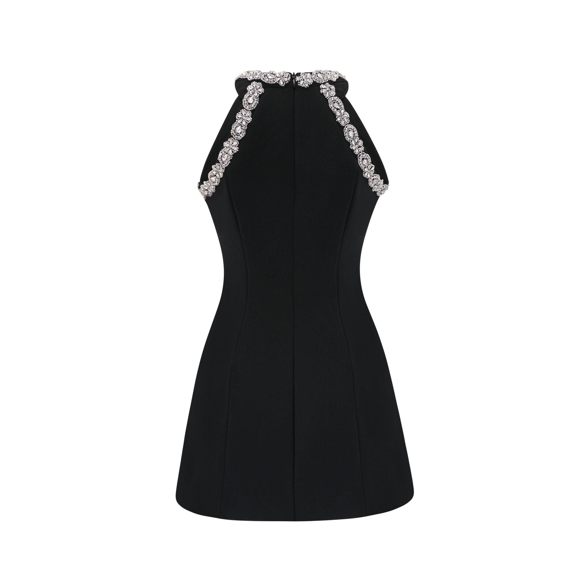 Babette Black Crystal Embellished Mini Dress