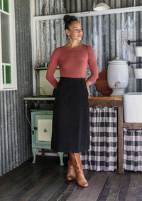 Belt Loop Corduroy Skirt Black