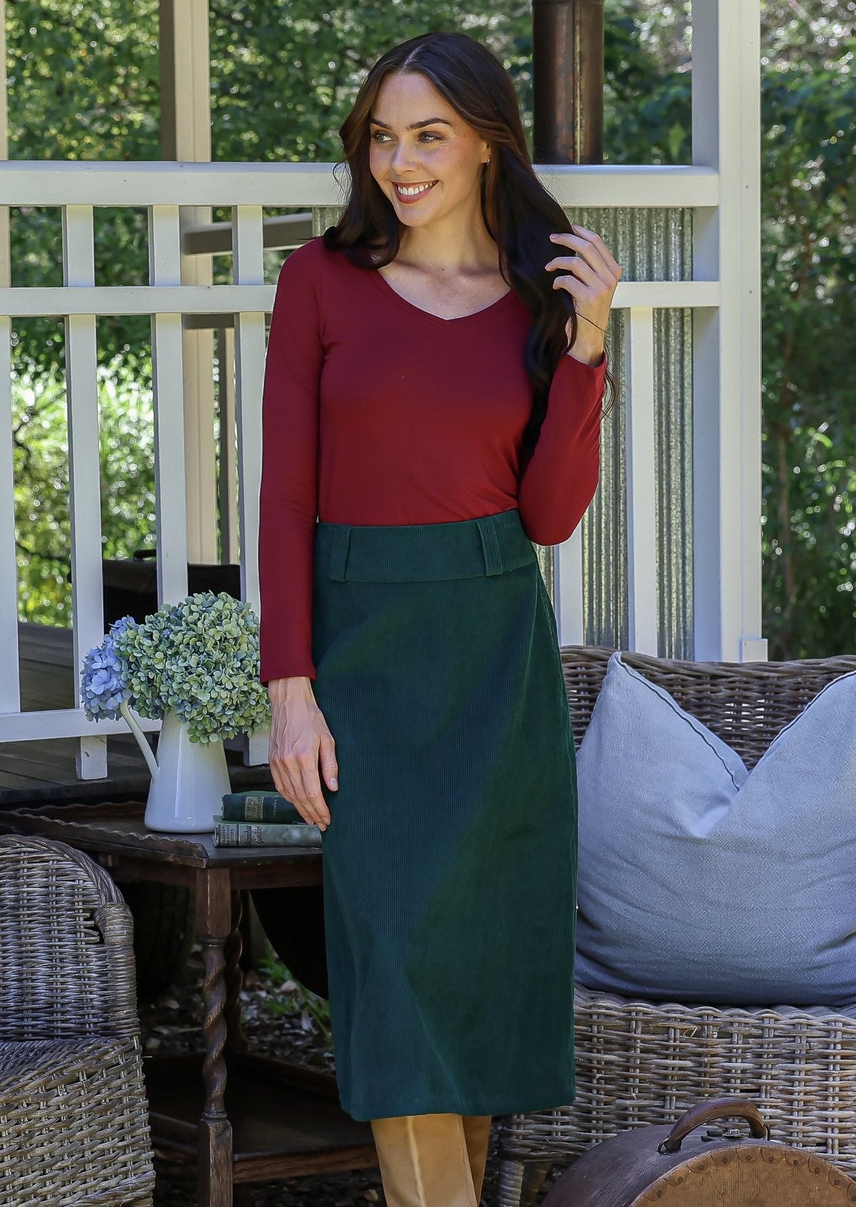 Belt Loop Corduroy Skirt Botanical Garden