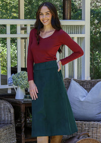 Belt Loop Corduroy Skirt Botanical Garden
