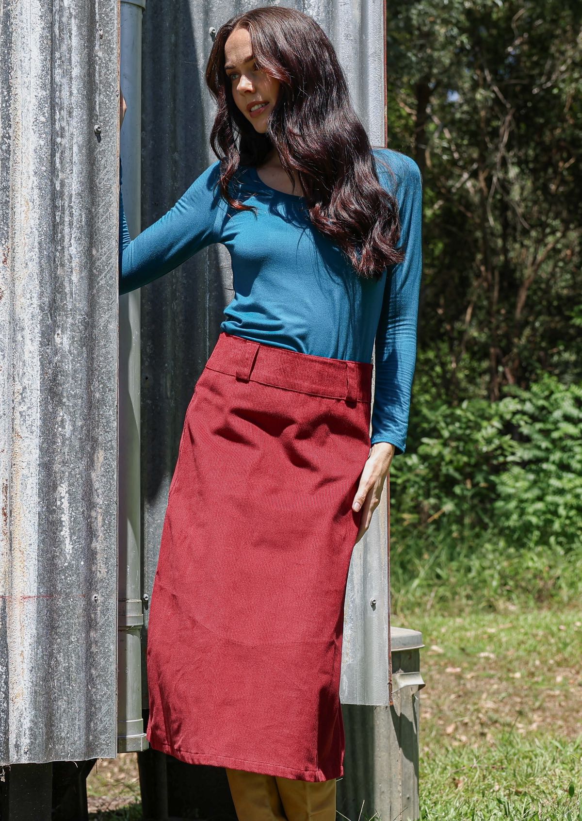 Belt Loop Corduroy Skirt Cabernet