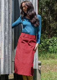 Belt Loop Corduroy Skirt Cabernet