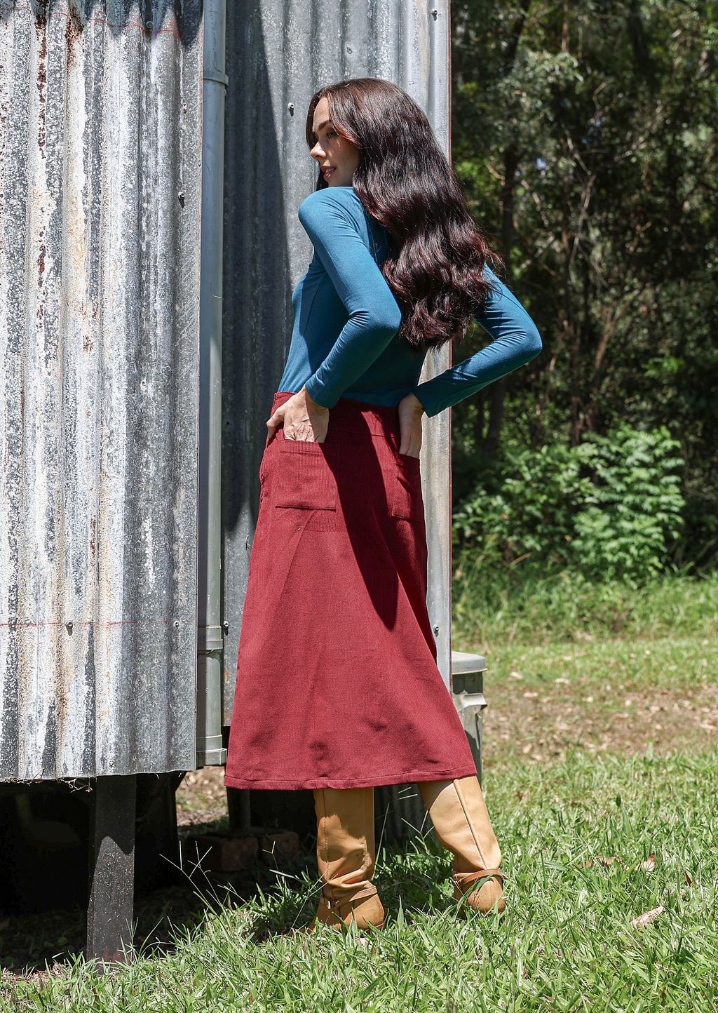 Belt Loop Corduroy Skirt Cabernet