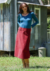 Belt Loop Corduroy Skirt Cabernet