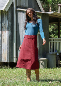 Belt Loop Corduroy Skirt Cabernet