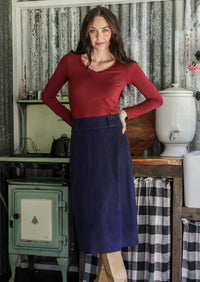 Belt Loop Corduroy Skirt Maritime Blue
