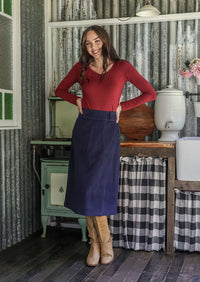 Belt Loop Corduroy Skirt Maritime Blue
