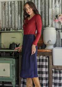 Belt Loop Corduroy Skirt Maritime Blue