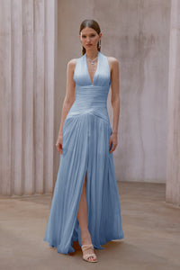 Uranie Blue Gathered Maxi Dress