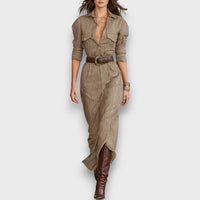 Fiorenzae – Striped Maxi Dress with Collar