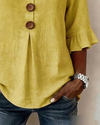 Sophia Solid Cotton Linen Blend Shirt